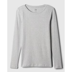 GAP Womens Modern Crewneck Heather Gray Cotton Blend Long Sleeve T Shirt Medium